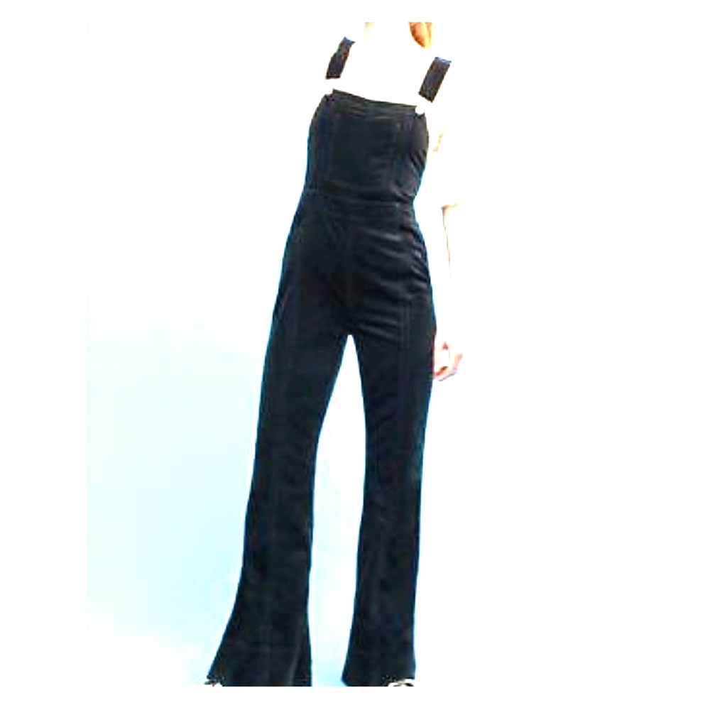 Anthropologie black velvet overalls size 27